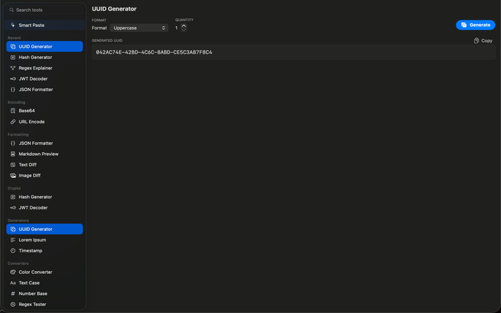 UUID generator with v4 identifiers